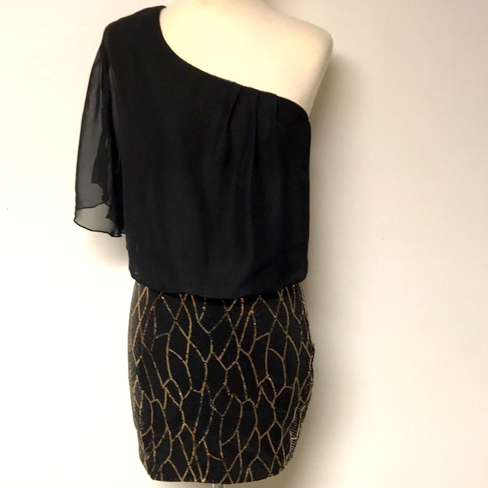 “As U Wish” Black & Gold Sequined Mini Dress